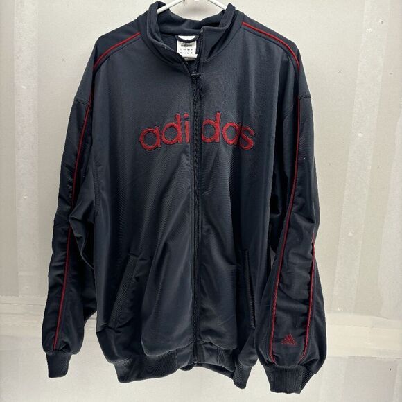 Vintage Y2K Adidas Spell Out Track Top Jacket Full Zip Red Gray Size Mens XL - Picture 1 of 6